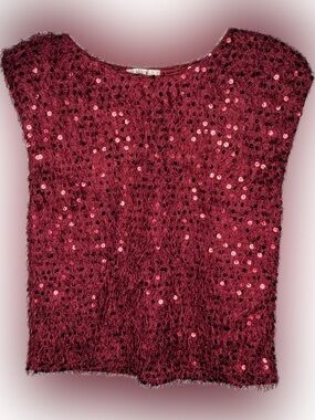 Easel Los Angeles Red Sequin Top